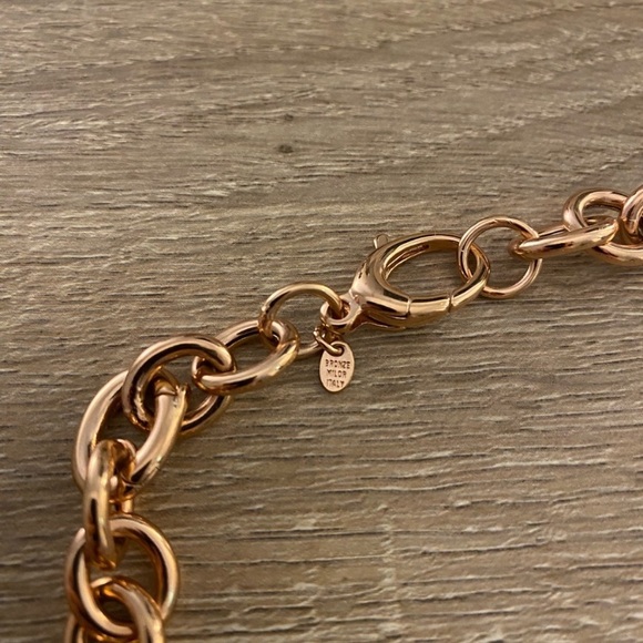 Necklace Rose Gold Chunky Chain Heart Pendant Locket Italy Statement Choker - Picture 6 of 7